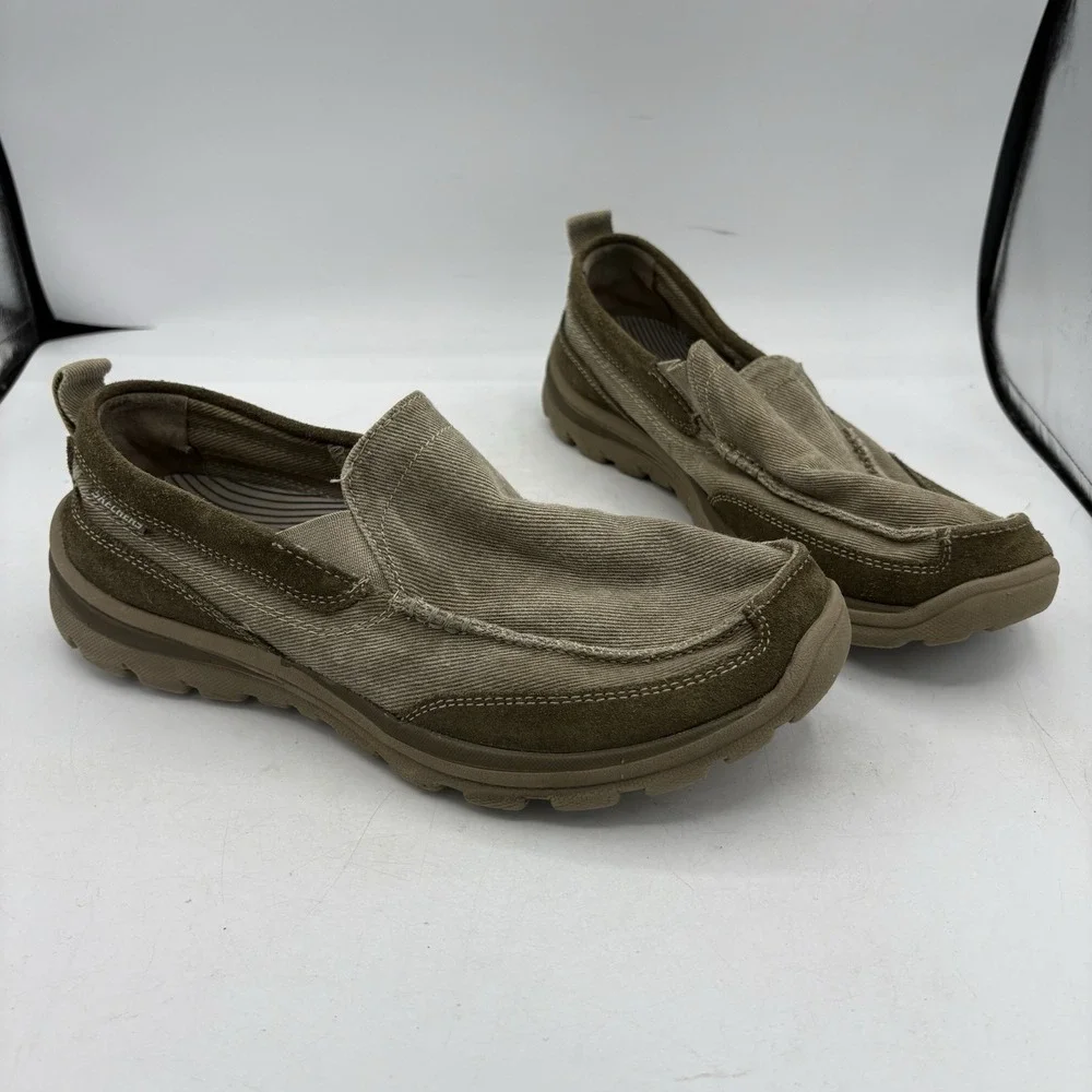 Skechers‎ Boat Shoes Mens Size 9 Melvin 63820 Taupe Brown Relaxed Fit Slip On